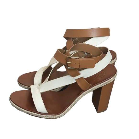 Tory Burch Marbella Tan White Ankle Strap Sandals size 9/12 M - Picture 5 of 15